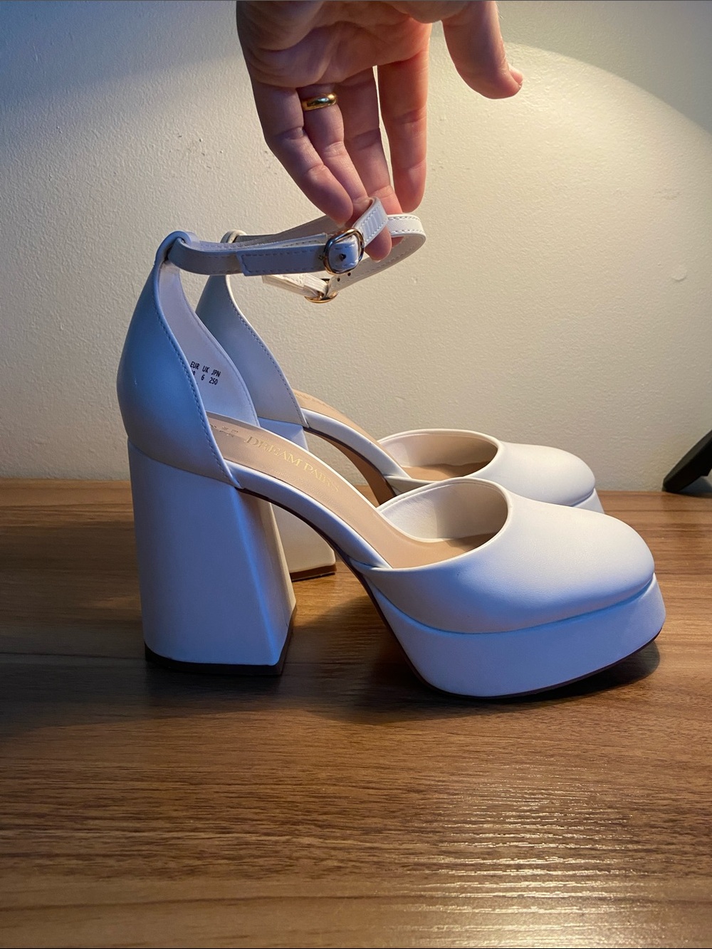 Dream Pairs White Platform Block Heel Mary Jane Pumps